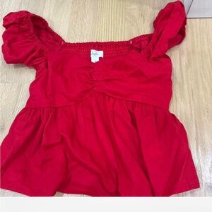 Japna Vibrant Red Smocked Top
